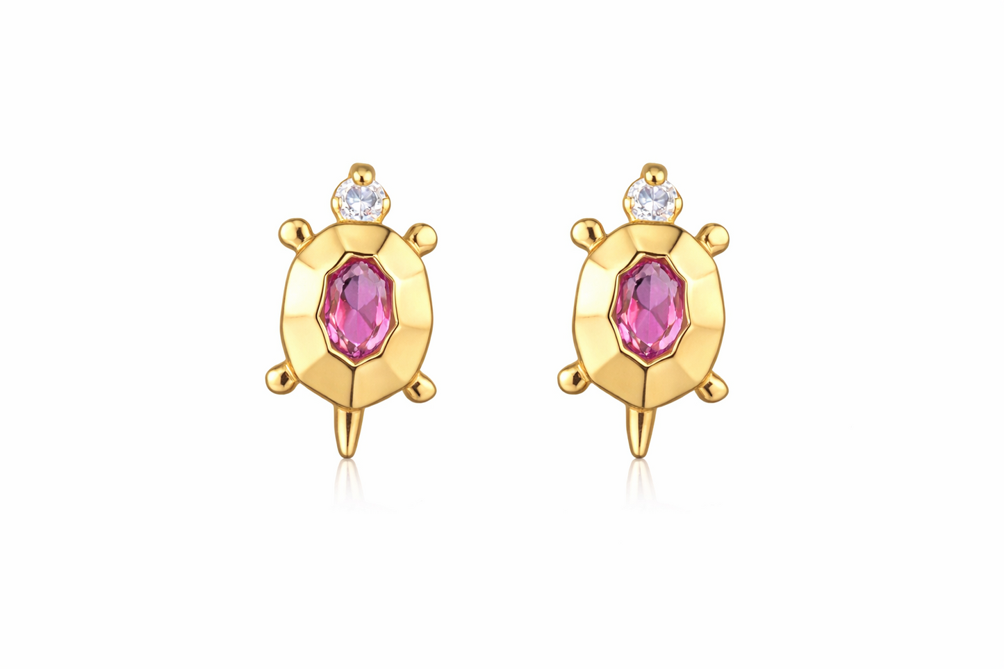 14k Yellow or White Gold Turtle CZ Stud Earring