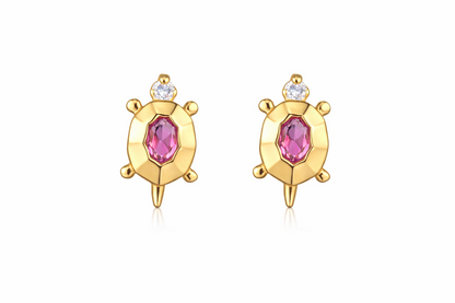 14k Yellow or White Gold Turtle CZ Stud Earring
