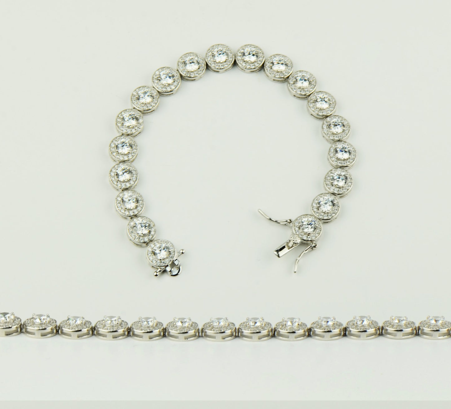 Sterling Silver CZ Tennis Bracelet AAA Halo Round Brilliant Cubic Zirconia Gems