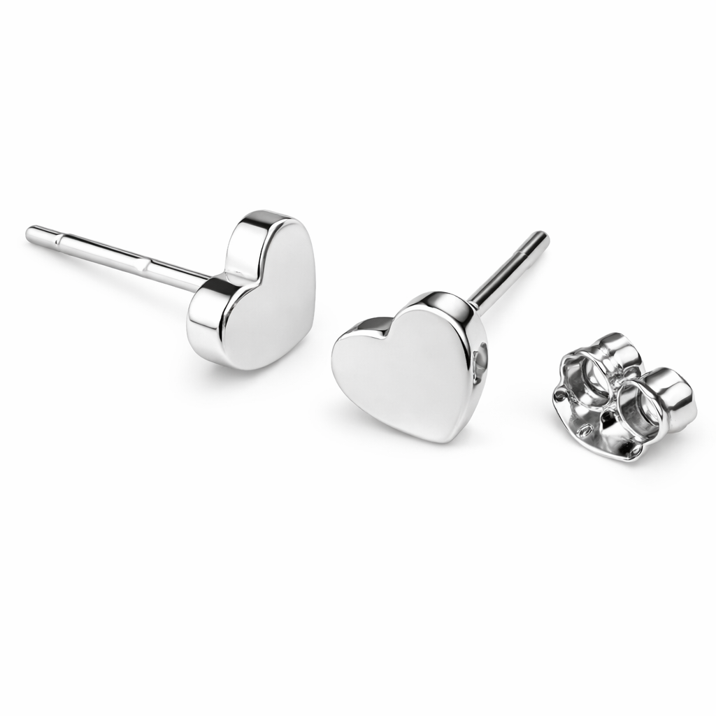 14K Yellow / White / Rose Gold Heart Stud Earrings