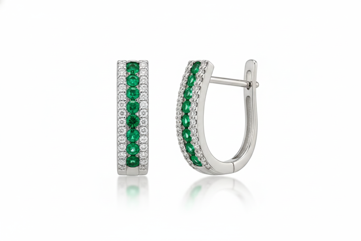 14k White Gold CZ Birthstone Leverback Earrings
