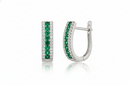 14k White Gold CZ Birthstone Leverback Earrings