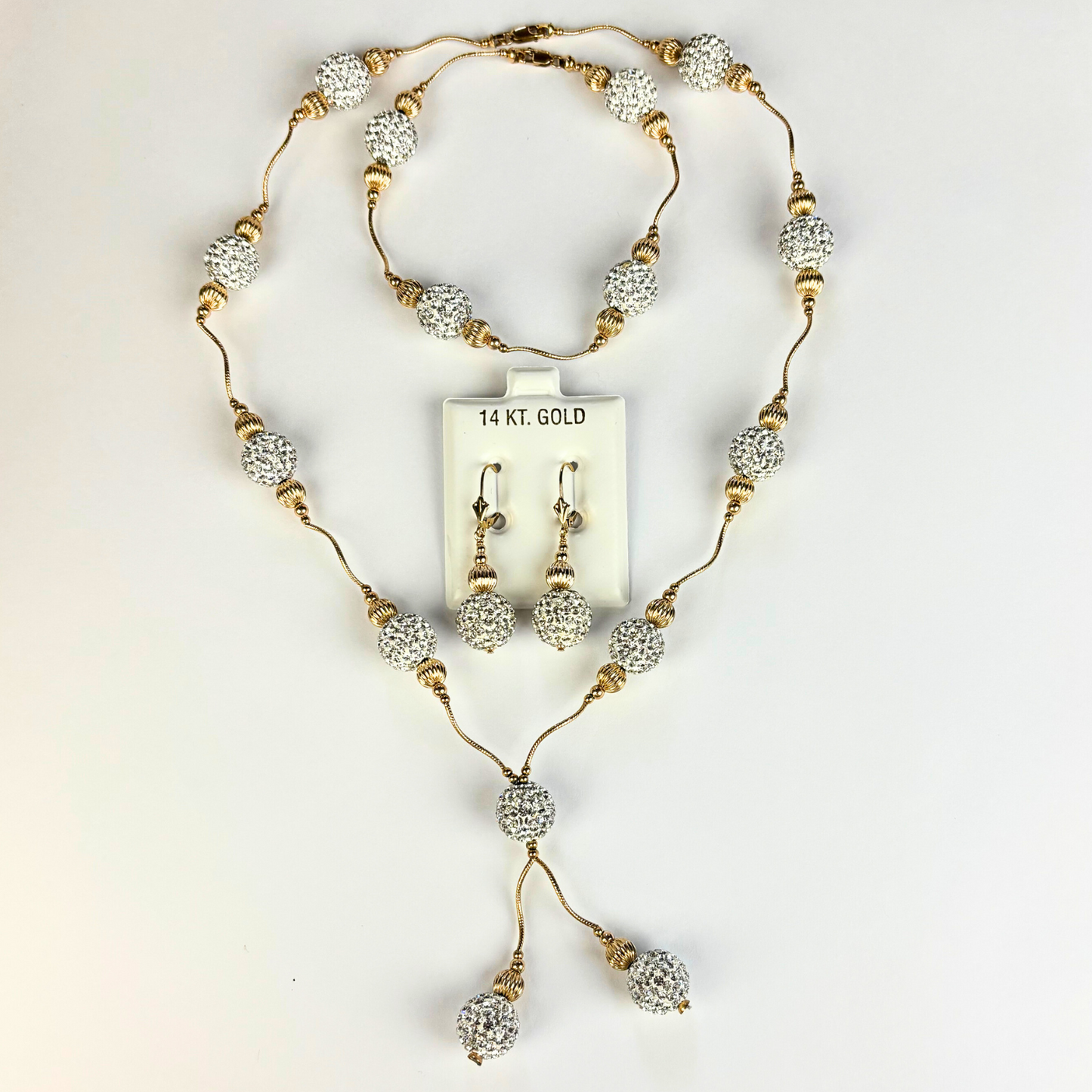 14K Yellow Gold Genuine with crystal Jewelry Sets for Women Elegant Jewelry Gift