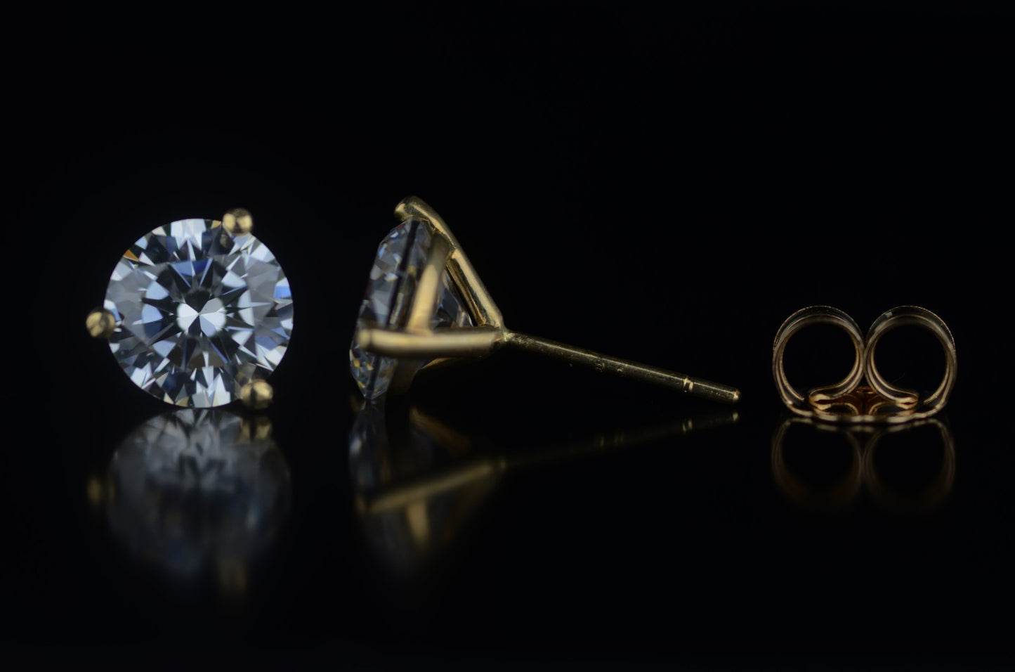 14k Yellow Gold Round AAA Quality CZ Martini Stud Earrings