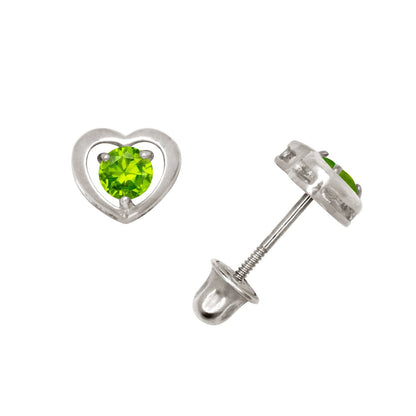 14K Yellow & White Gold Elegant CZ Heart Shaped Stud Earrings for Women