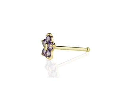 14k Yellow Gold Flower Nose Piercing Stud