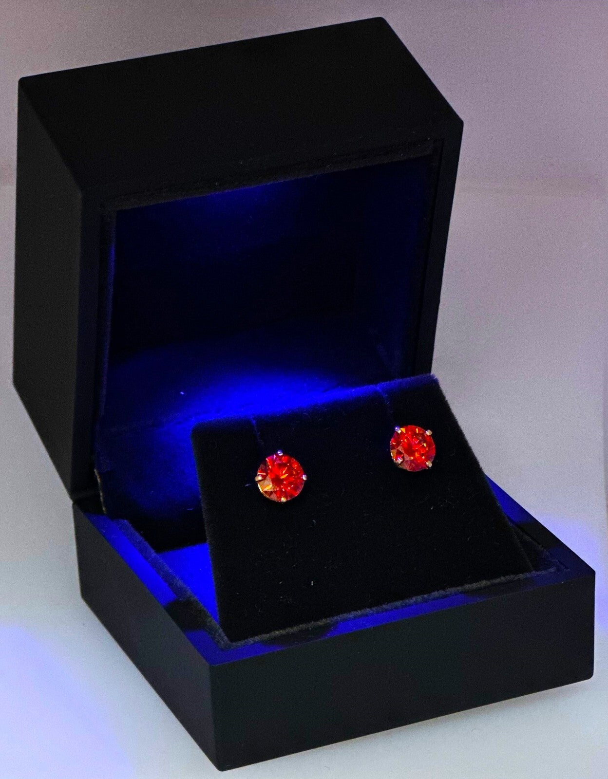14KGold GRACertifiedD-VVS1 Garnet Moissanite Martini PushBack Stud Earrings
