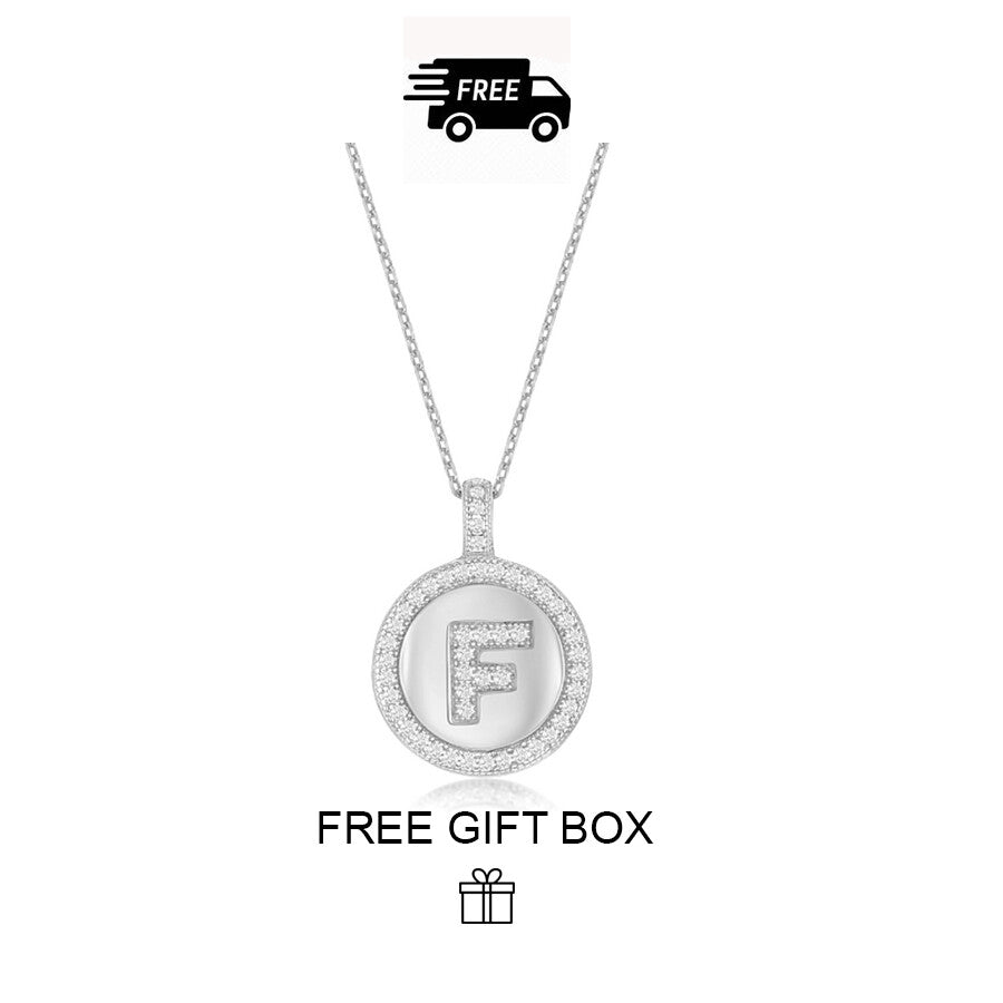 925 Sterling Silver Initial Letter Pendant With Cubic Zirconia