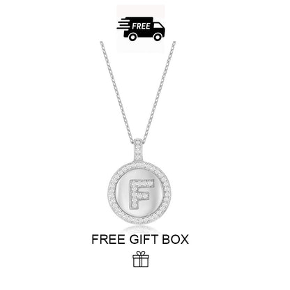925 Sterling Silver Initial Letter Pendant With Cubic Zirconia