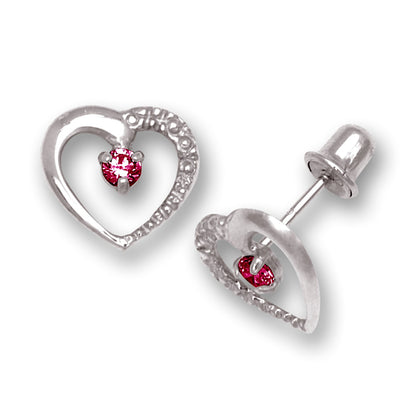 14K Yellow & White Gold Heart Shaped  Screw back Earrings for Women