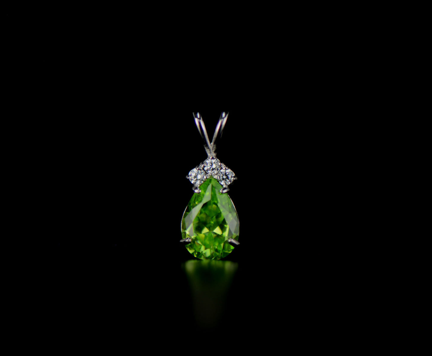 14k White Gold Pear CZ Birthstone Pendant