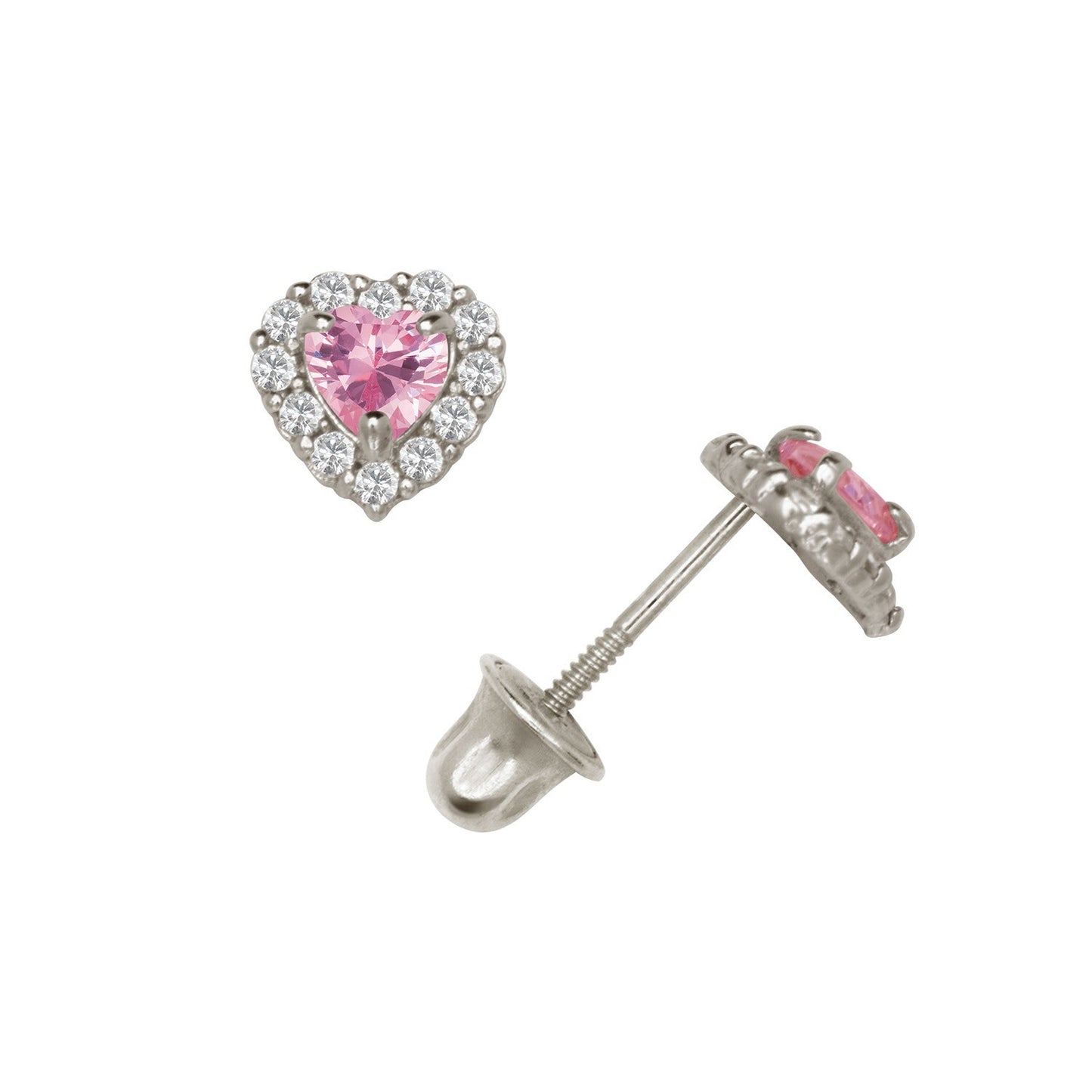 14K Yellow & White Gold Small Gorgeous CZ Heart Shaped Stud Earrings for Women