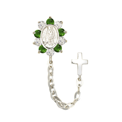 14K Yellow or White Gold Guadalupe Virgin Mary Screw Back CZ Stud Earrings