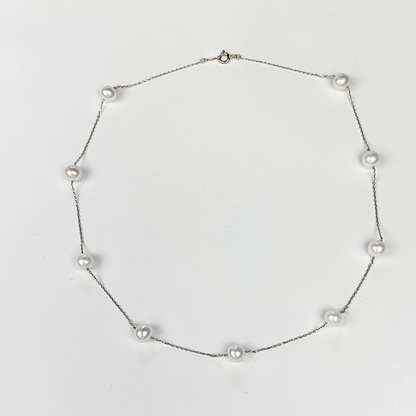 14k Yellow & White Gold Genuine White Pearls by the yard 16"& 18" Necklace