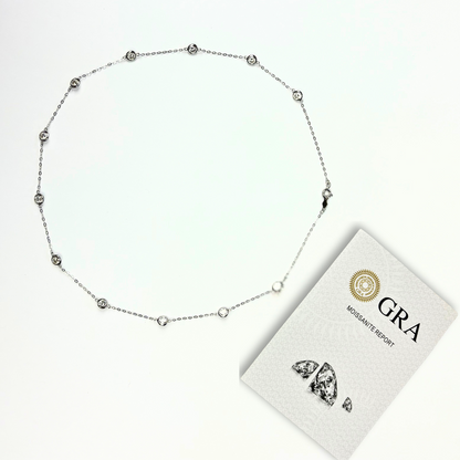 14K WhiteGold Beautiful GRA Certified Round Clear Moissanite Necklaces for Women