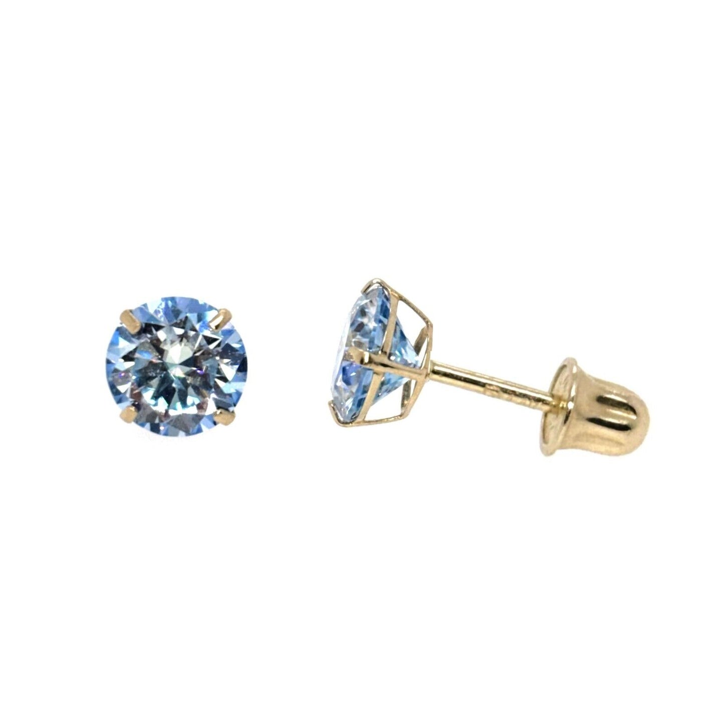 14K Gold GRA Certified D-VVS1 Ocean Blue Moissanite Screw Back Studs Earrings