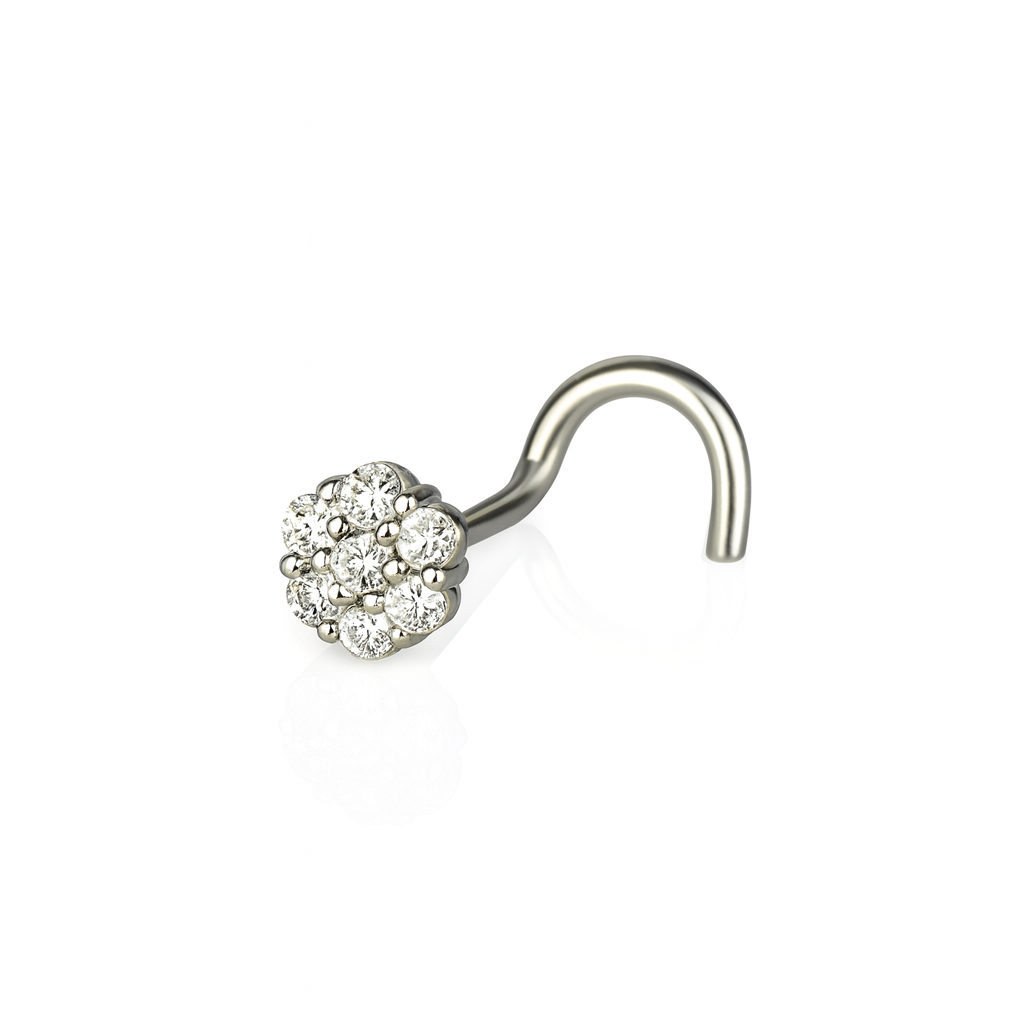 14k Yellow or White Gold CZ Nose Piercing Stud