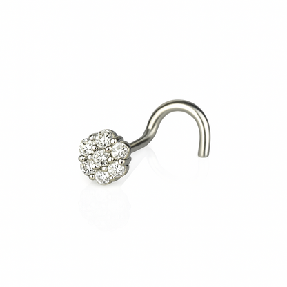 14k Yellow or White Gold CZ Nose Piercing Stud