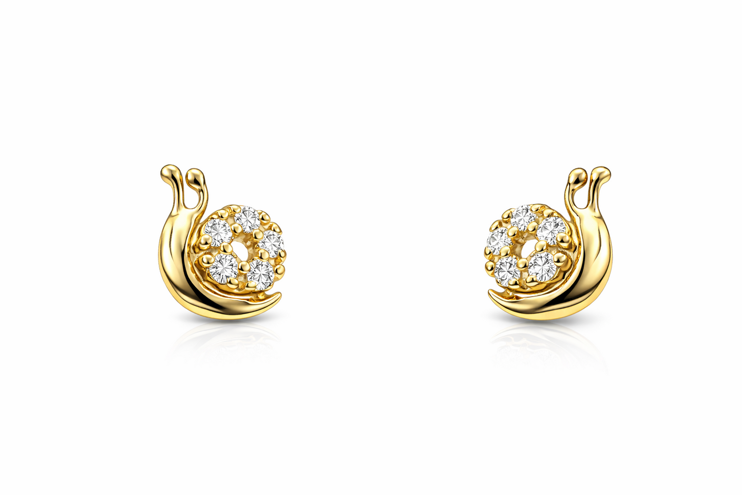 14k Yellow or White Gold CZ Snails Stud Earrings