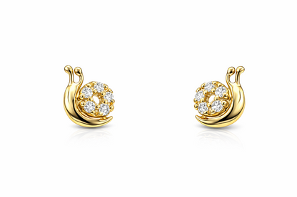 14k Yellow or White Gold CZ Snails Stud Earrings