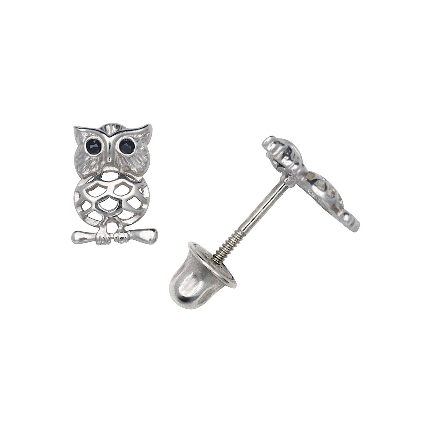14K Yellow & White Gold Trading Owl Shaped Studs Earrings for Women