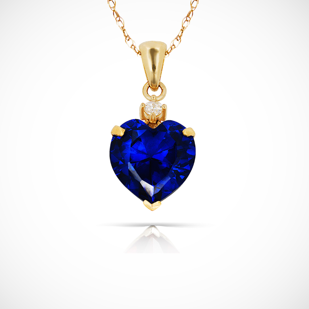 14K Yellow Gold Classic Heart Shaped Simulated CZ Pendant for Women