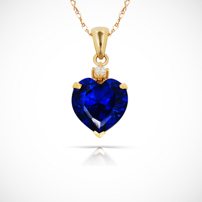 14K Yellow Gold Classic Heart Shaped Simulated CZ Pendant for Women