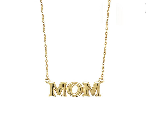14K Yellow/ White/ Rose Gold "MOM" Charm Necklace