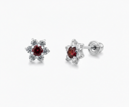 14k White Gold Beautiful Flower Shaped Stud Earrings for Women