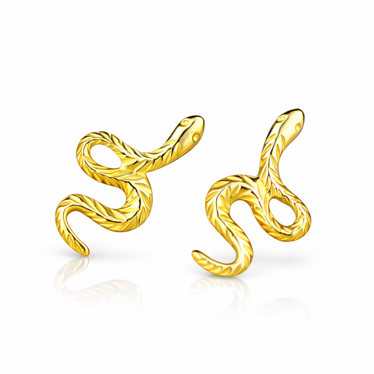 14k Yellow Gold Snake Stud Earring