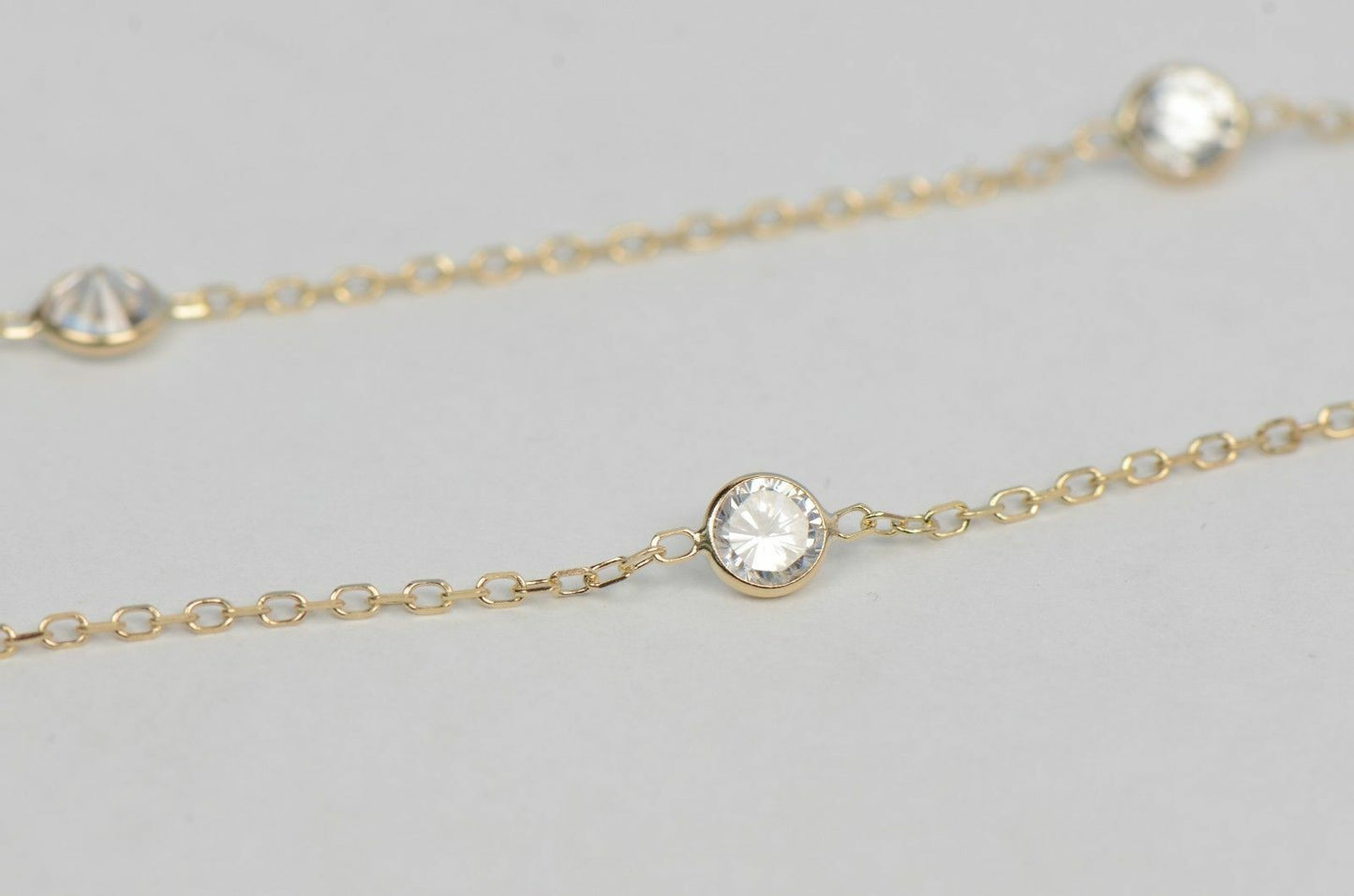14k  Gold Cubic Zirconia CZ by the yard 16'' up to 42" Necklace