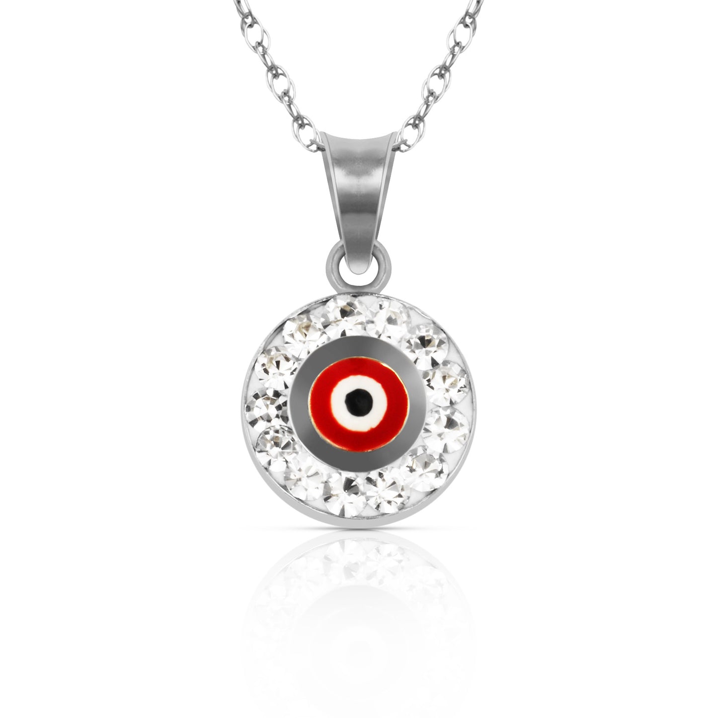 14k Yellow or White Gold CZ Round Shape Evil Eye Pendants