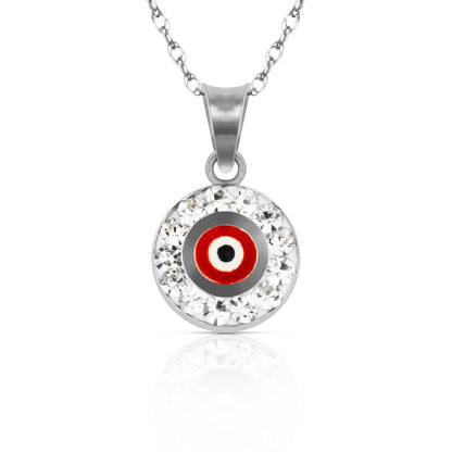 14k Yellow or White Gold CZ Round Shape Evil Eye Pendants