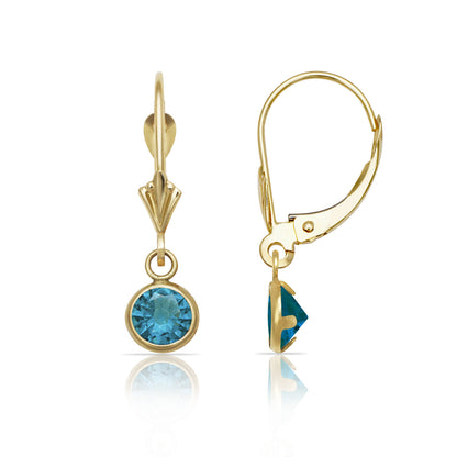14k Yellow Gold CZ Leverback Earrings