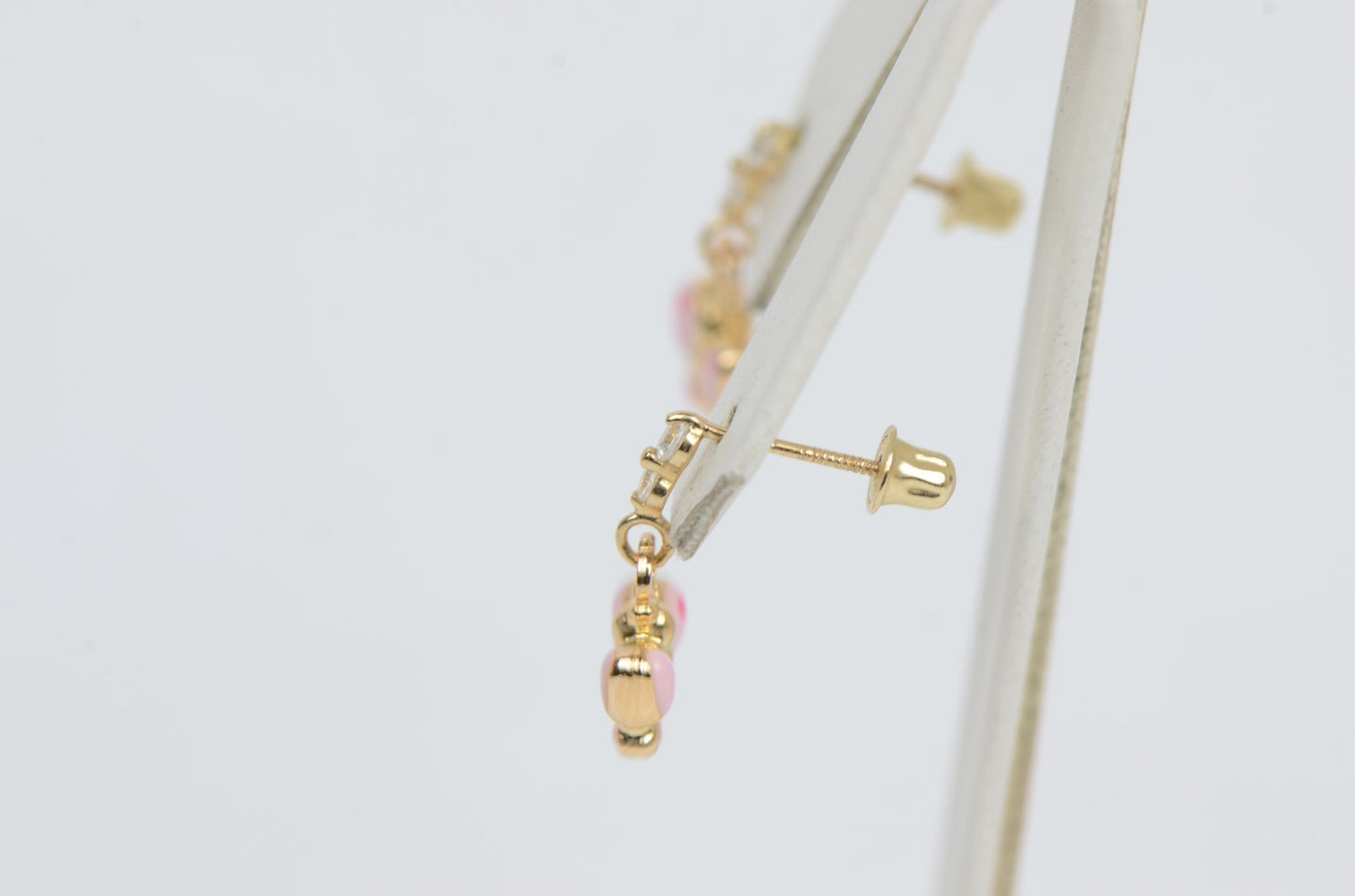 14k Solid Yellow Gold Enamel Butterfly Dangling Earring for Children