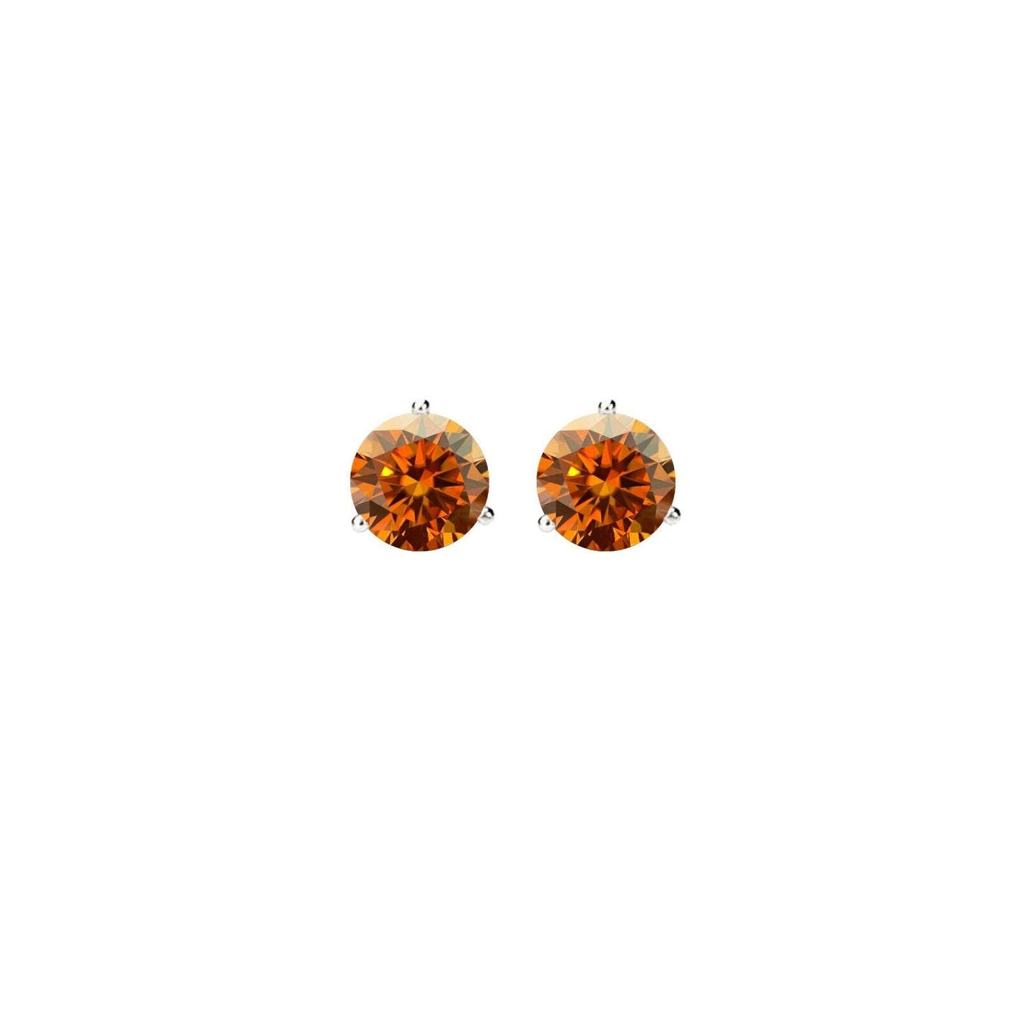 14K Gold GRA CertifiedD-VVS1 Orange Moissanite ScrewBack Stud Earrings