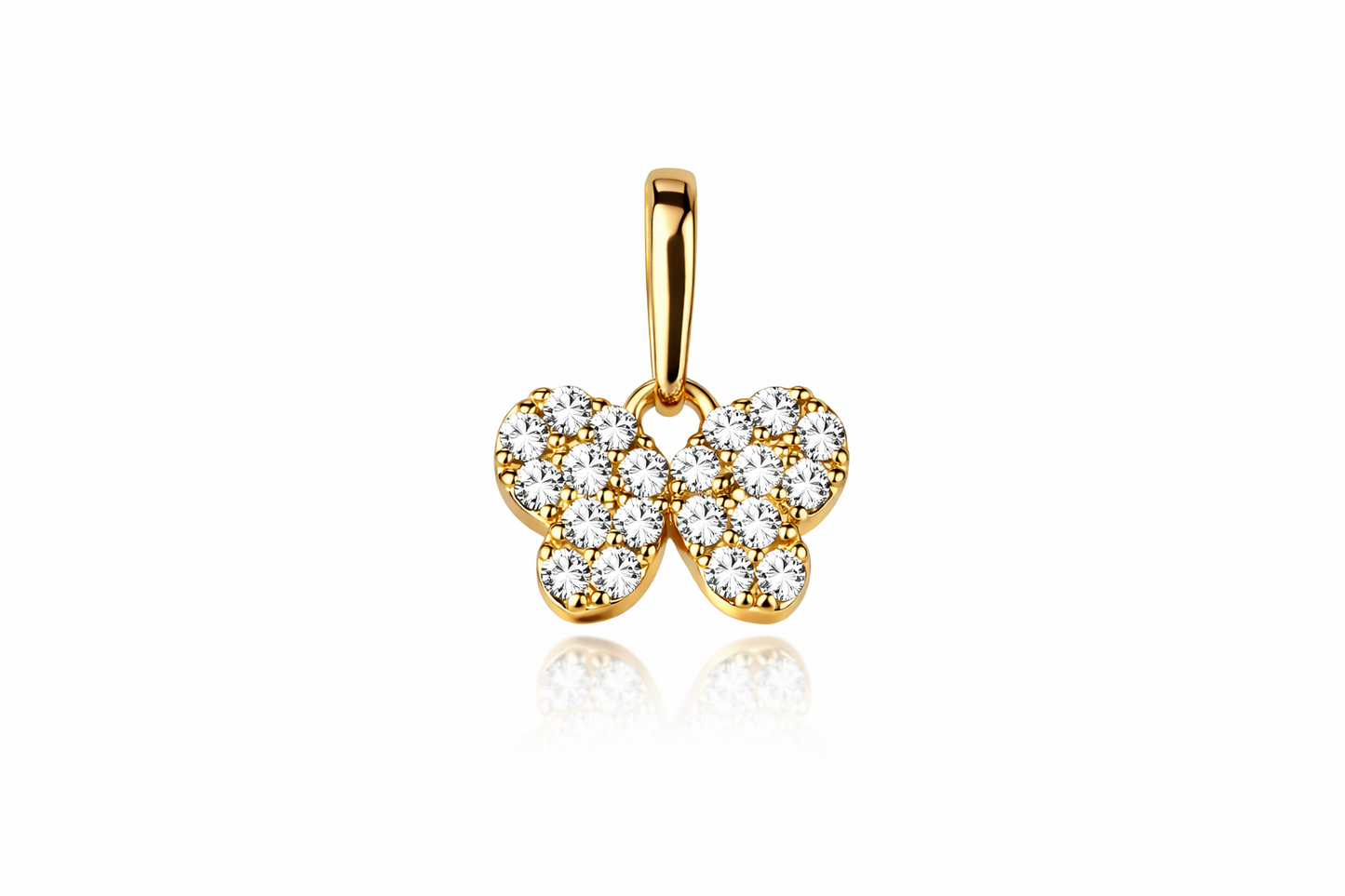 14K Yellow or White Gold Butterfly CZ Pendant