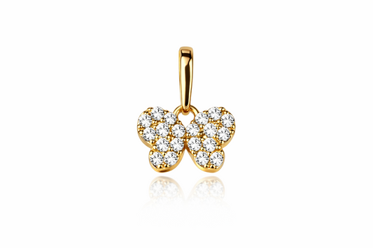 14K Yellow or White Gold Butterfly CZ Pendant