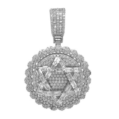 925 Sterling Silver Star of David with CZ Charm Pendant