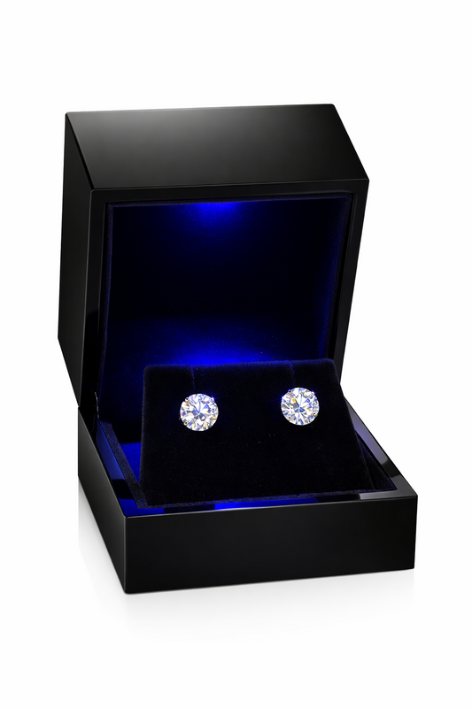 14K Gold GRA Certified D-VVS1 Round Moissanite Screw Back Studs Earrings