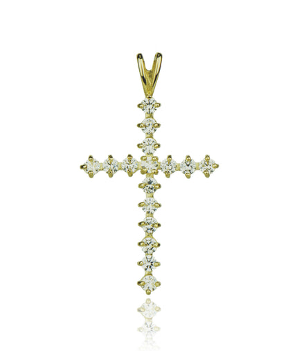 14k Yellow or White Gold Cz Cross Pendant