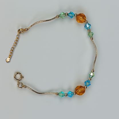 14K Yellow Gold Elegant Crystals Bracelet Kids Baby Girls & Boy -With Extension