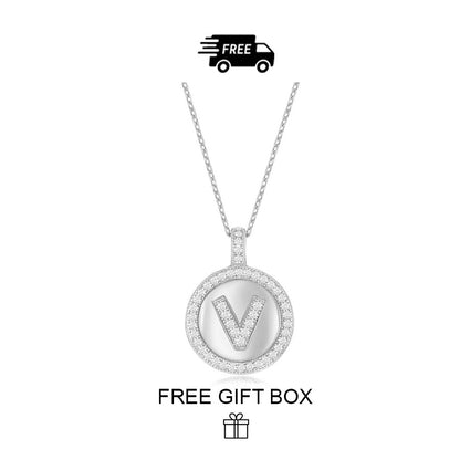 925 Sterling Silver Initial Letter Pendant With Cubic Zirconia