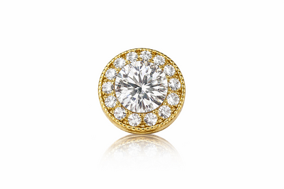 14k Yellow Gold Halo Round Pendant