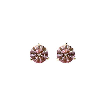 14K Gold GRA CertifiedD-VVS1 Pink Moissanite Martini PushBack Stud Earrings