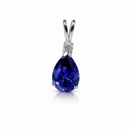14k White Gold Pear CZ Birthstone Pendant