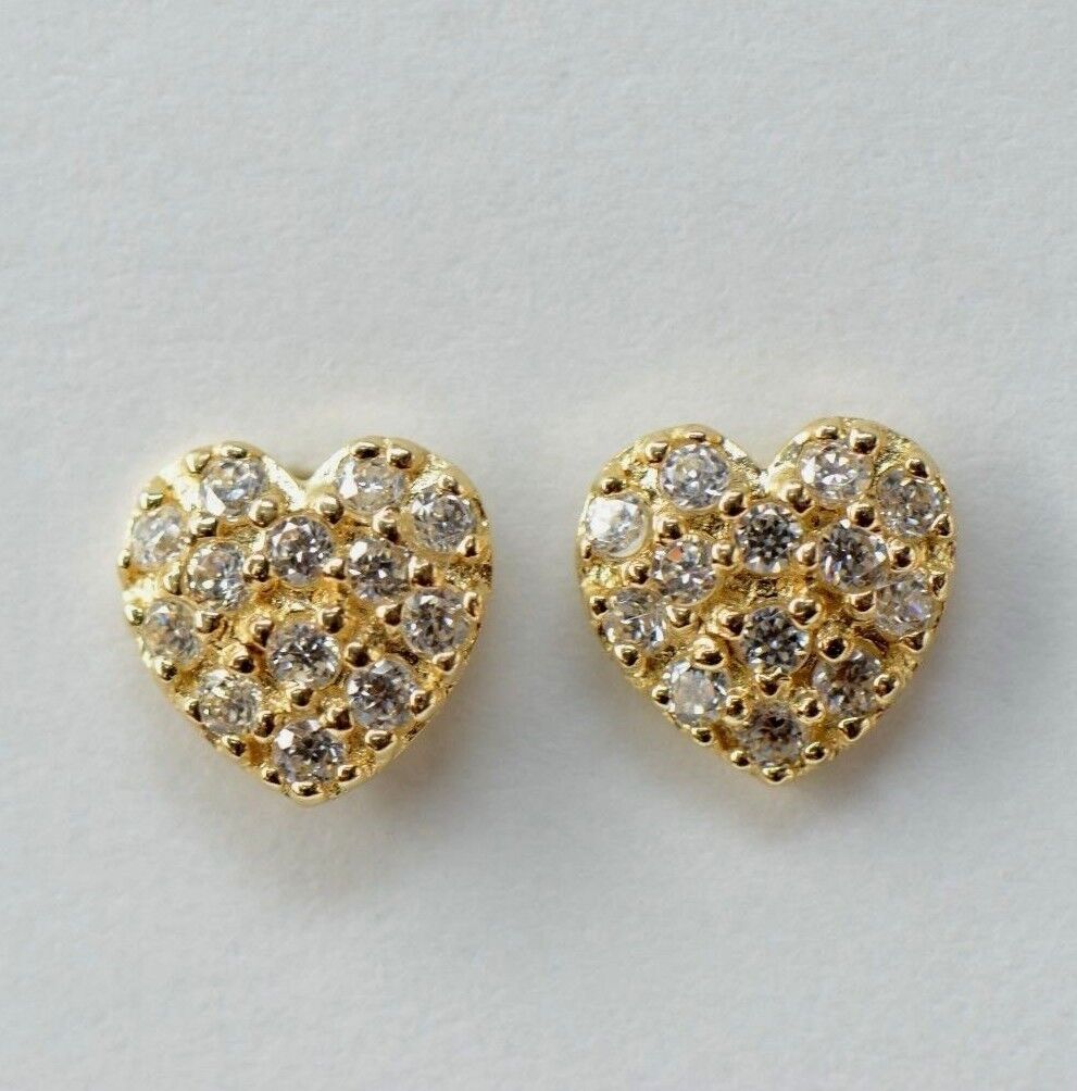 yellow gold white gold heart shape cz stud earrings yellow gold 14k