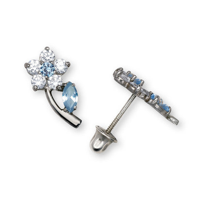 14K Yellow & White Gold Flower Shaped Beautiful Studs Earrings for Girls