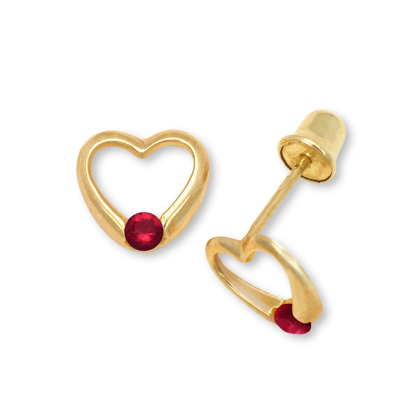 14K Yellow Gold Girl & Children's 12 Month Birthstone Heart Shape Stud Earrings