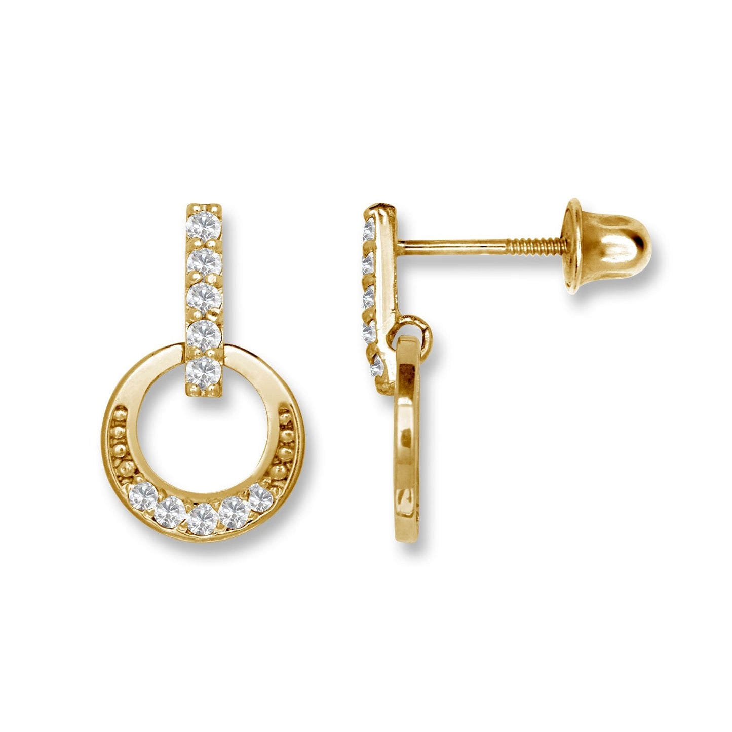 14K Yellow & White Gold Classic Circle Drop Earrings for Women